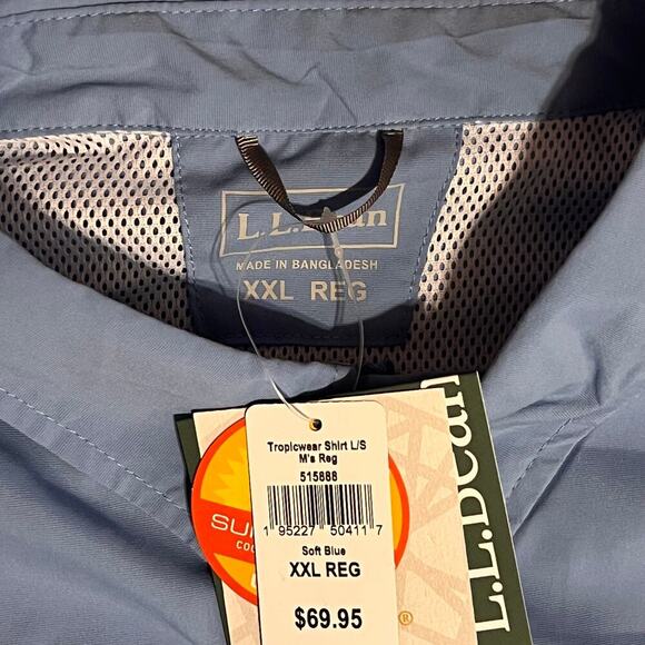 Men's Tropicwear Shirt, Long-Sleeve.  Blue.  NWT  Size XXL - Picture 3 of 7